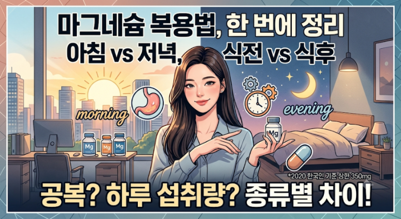 마그네슘 복용법, 아침이냐 저녁이냐 식전이냐 식후냐 한 번에 정리 ⏰