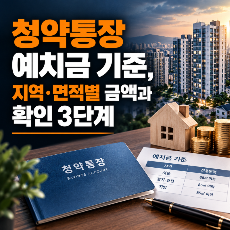 청약통장 예치금 기준, 지역·면적별 금액과 확인 3단계