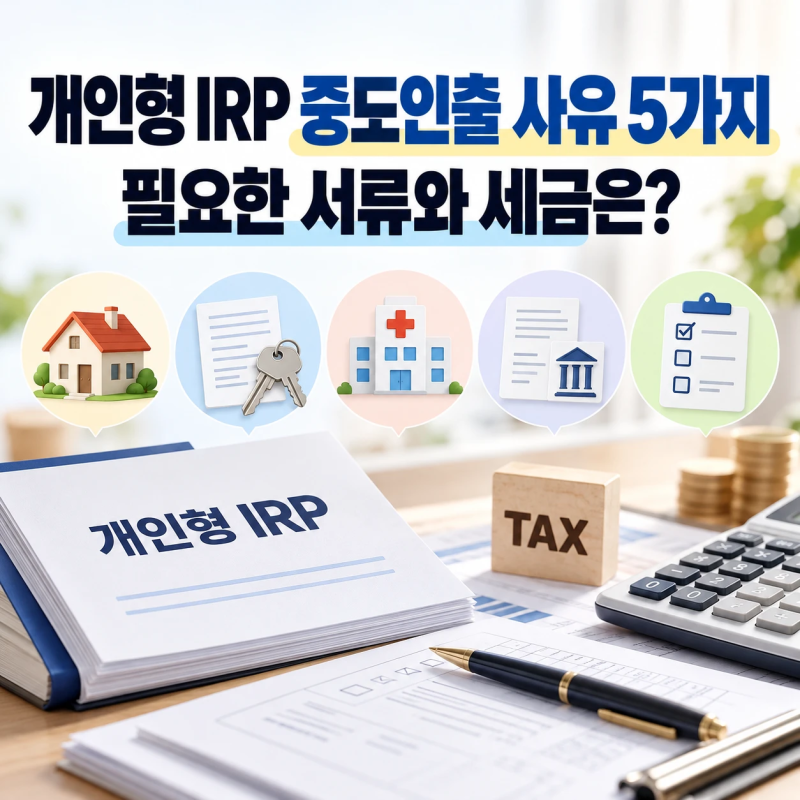 개인형 IRP 중도인출 사유 5가지, 필요한 서류와 세금은?