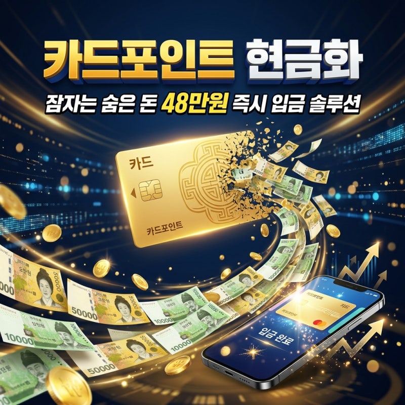 카드포인트 현금화, 잠자는 숨은 돈 48만원 즉시 입금 솔루션