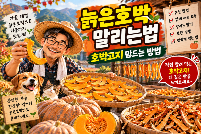 늙은호박 말리는법, 호박고지 만드는 방법과 오래 보관하는 요령