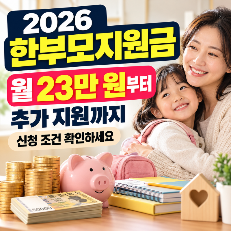 2026년 한부모지원금 총정리, 월 23만 원부터 추가 지원까지 신청 조건 확인하세요