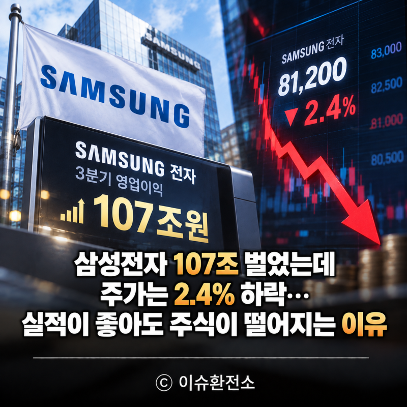 삼성전자 107조 벌었는데 주가는 2.4% 하락…실적이 좋아도 주식이 떨어지는 이유