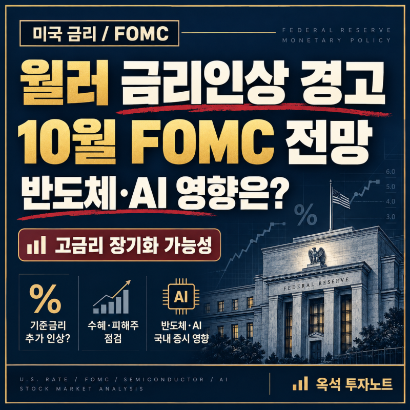 연준 월러 이사 추가 금리인상 경고｜2026년 10월 FOMC 전망과 미국 금리인상 수혜·피해주, 국....