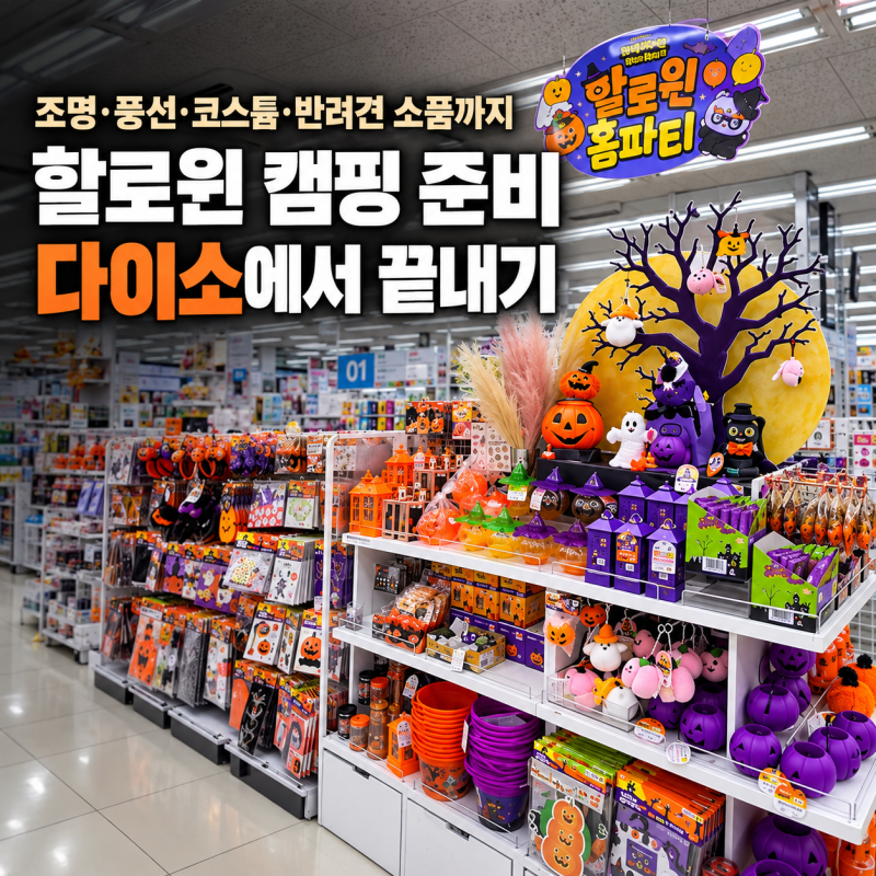할로윈 캠핑 준비 다이소에서 끝내기 | 조명·풍선·코스튬·반려견 소품까지