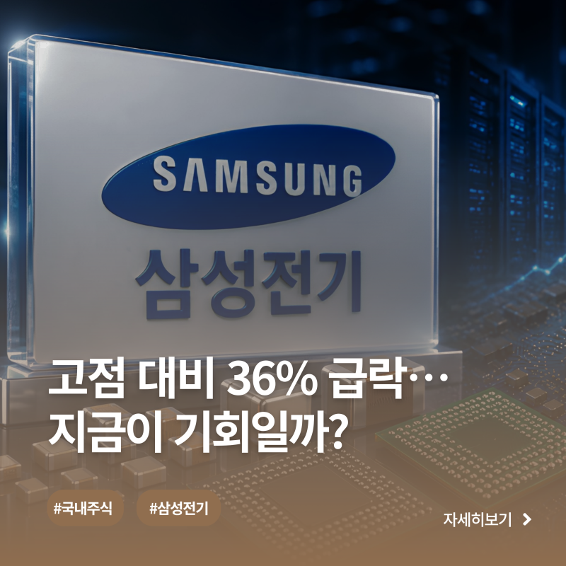 삼성전기 주가 전망, 고점 대비 36% 하락