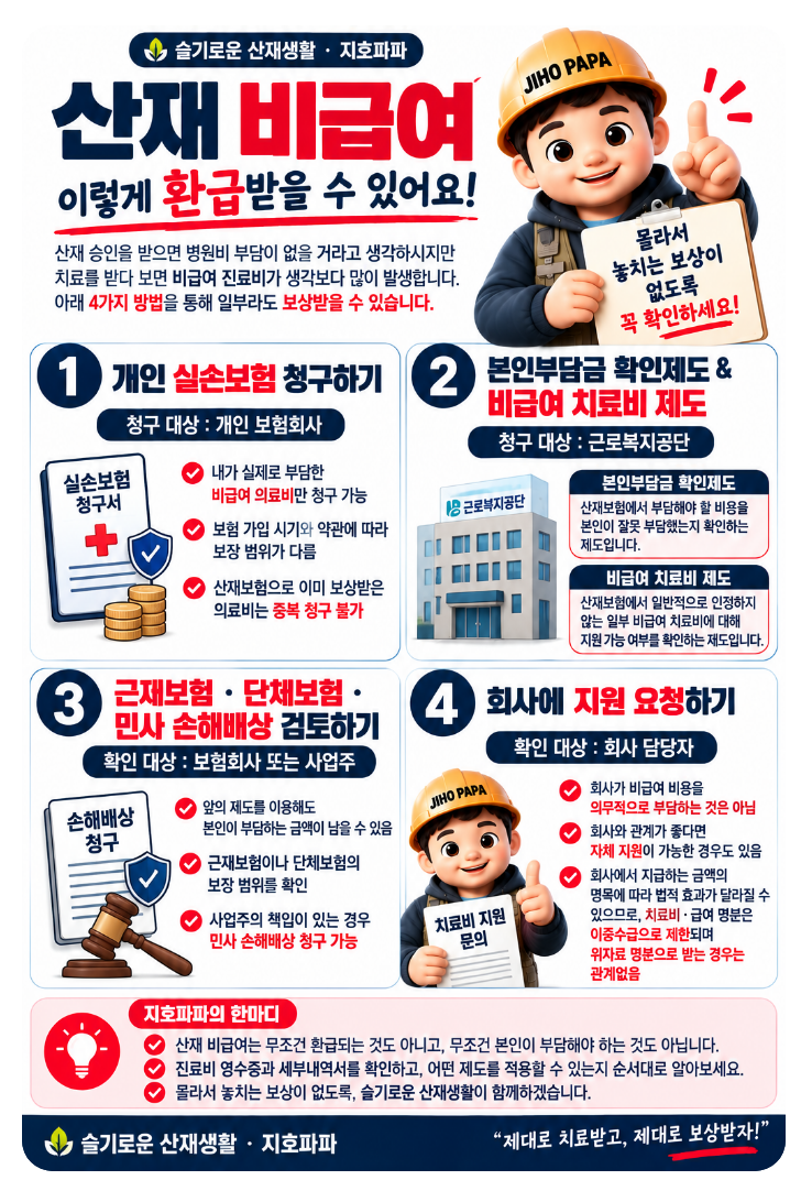 산재 비급여비용, 비급여산재, 비급여산재환급,산재비급여환급제도. 비급여치료비제도,본인....