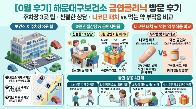 해운대구보건소 금연클리닉 0원 방문 후기: 주차장 3곳 팁·친절한 상담·니코틴 패치 vs 먹는 ....