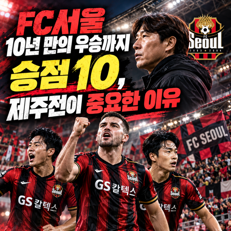 FC서울 10년 만의 우승까지 승점 10, 제주전이 중요한 이유