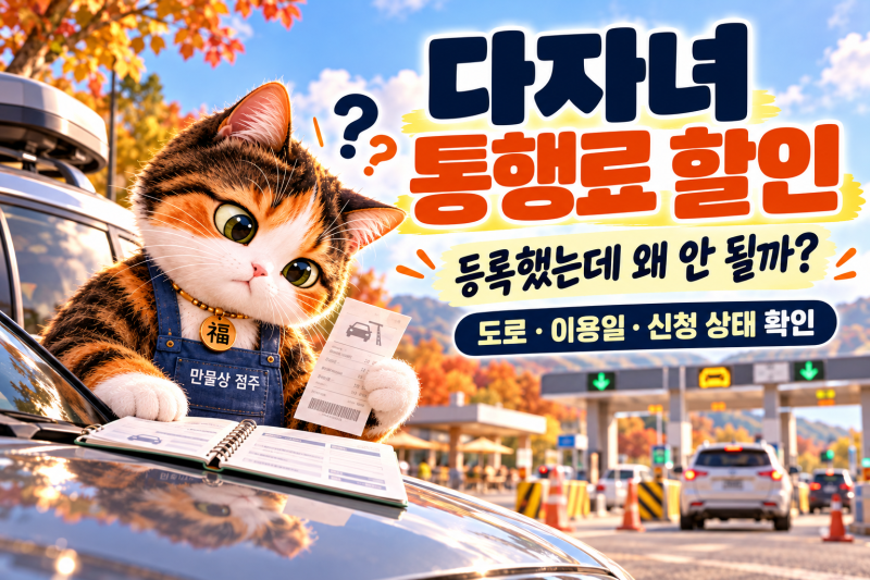 다자녀 고속도로 통행료 할인, 등록했는데 왜 안 될까?｜적용 도로·이용일·신청 확인법