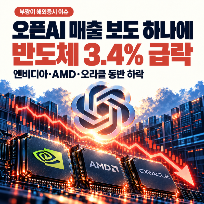 오픈AI 연매출 500억 달러 보도에 반도체 3.4% 급락… 엔비디아·AMD·오라클 하락 이유