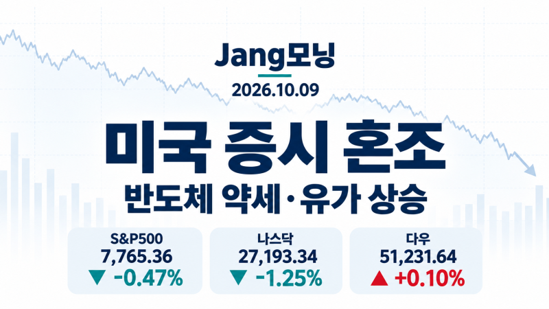 10월 9일 반도체 급락에 나스닥 하락…한글날 휴장, 다음 거래일 유가·수급 주목