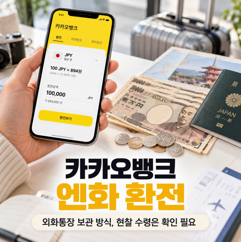 카카오뱅크 엔화 환전 방법 (+수령 출금), 현금으로 받을 수 있을까?