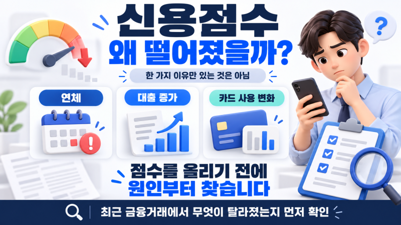 신용점수 떨어졌을 때 회복하려면? 대출·카드·연체 영향 정리