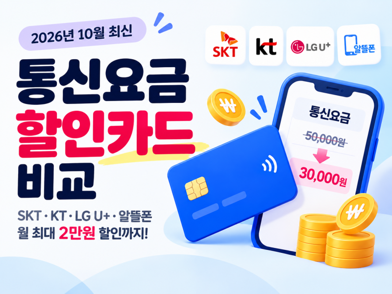 2026년 10월 통신비 할인카드 비교｜SKT·KT·LG U+·알뜰폰 월 최대 얼마 할인될까?