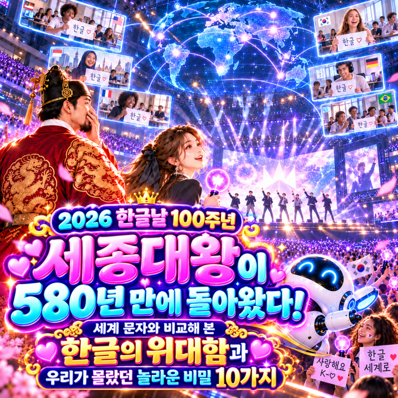 2026 한글날 100주년｜세종대왕이 580년 만에 돌아왔다! 세계 문자와 비교해 본 한글의 위대함....