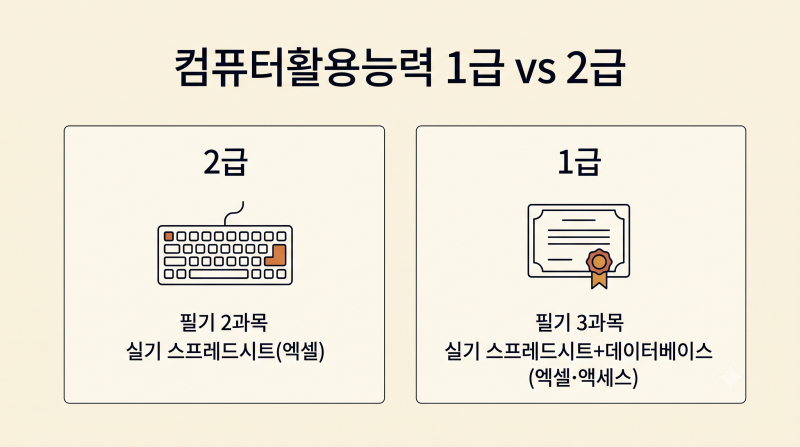 컴퓨터활용능력 자격증, 1급·2급 차이부터 2027년 시험일정까지
