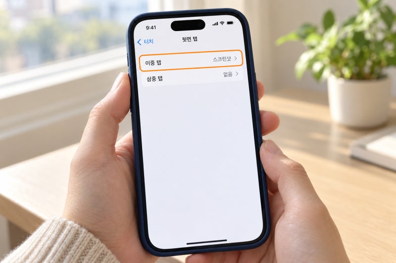 아이폰 뒷면 탭 설정 방법 버튼 대신 두 번 두드려 캡처해요
