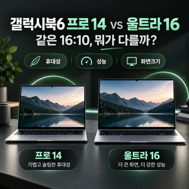 갤럭시북6 프로 14인치 vs 울트라 16인치, 16:10 화면은 같아도 뭐가 다를까?