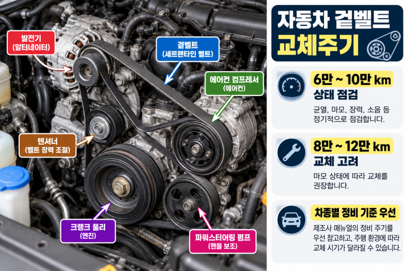 자동차 겉벨트 교체주기 언제일까? 소음 증상부터 교체비용까지 정리