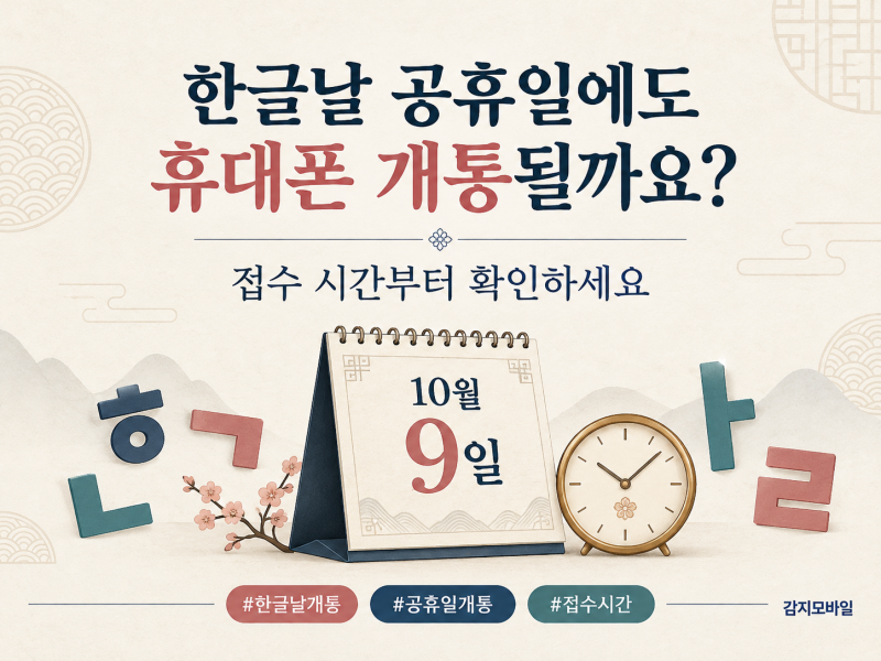 한글날 공휴일에도 휴대폰 개통될까요? 접수 시간부터 확인하세요