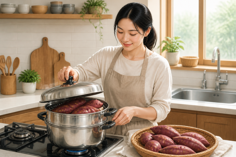 고구마찌는법, 냄비에서 포슬포슬하게 익히는 순서