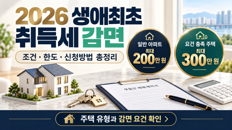 2026 생애최초 취득세 감면 조건·한도·신청방법 총정리