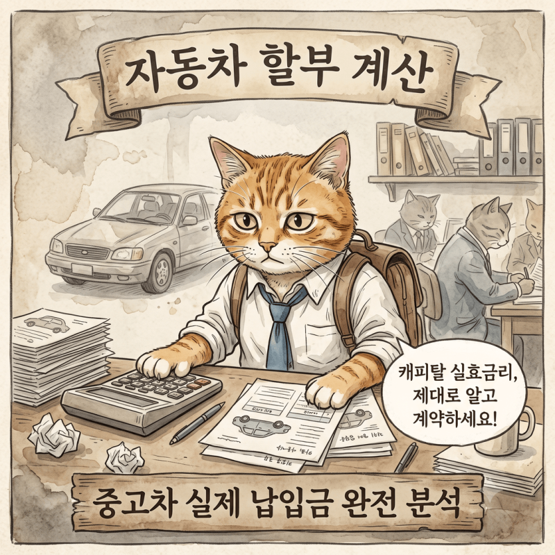 중고자동차할부계산기 활용법, 캐피탈 실효금리와 취급수수료 포함한 실제 상환액 비교하는....