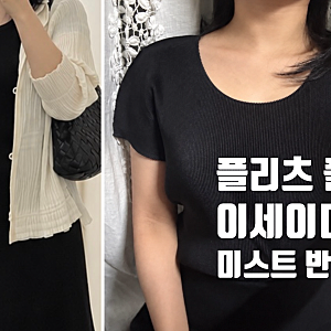 플리츠 플리즈 이세이 미야케 미스트 베이직 탑 블랙 착샷 후기