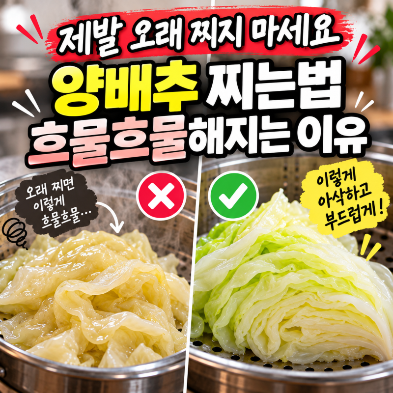 제발 오래 찌지 마세요 양배추 찌는법 흐물흐물해지는 이유