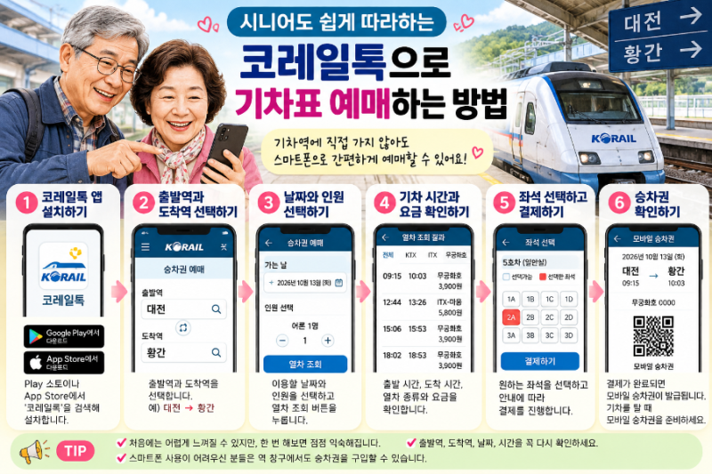 시니어 생활정보 / 스마트폰으로 기차표 예매하기, 코레일톡 사용법