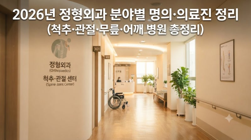 2026년 정형외과 분야별 명의·의료진 정리 (척추·관절·무릎·어깨 병원 총정리)