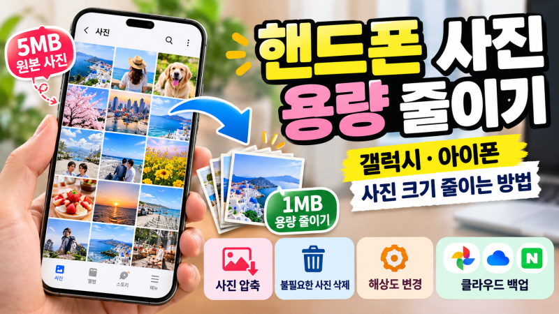 핸드폰 사진 용량 줄이기 갤럭시 아이폰 사진 크기 줄이는 방법