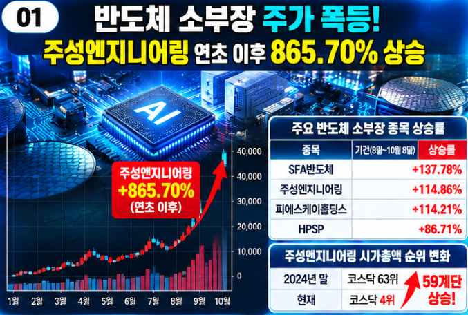 반도체 소부장 860% 폭등! 주성엔지니어링부터 HPSP까지, 천스닥 다시 가능할까?