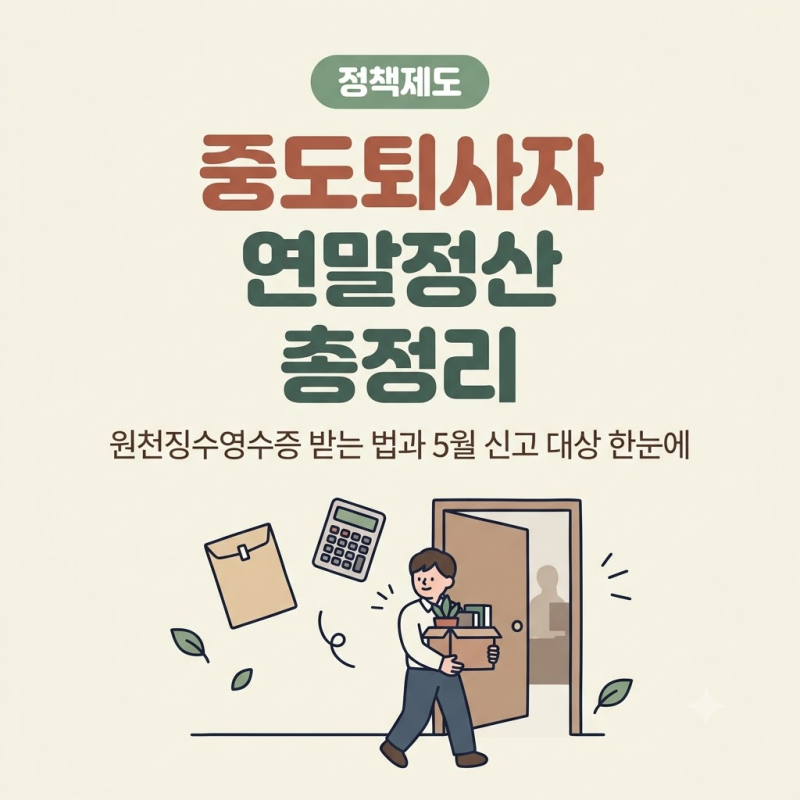 중도퇴사자 연말정산, 원천징수영수증 받는 법과 5월 신고 대상 총정리