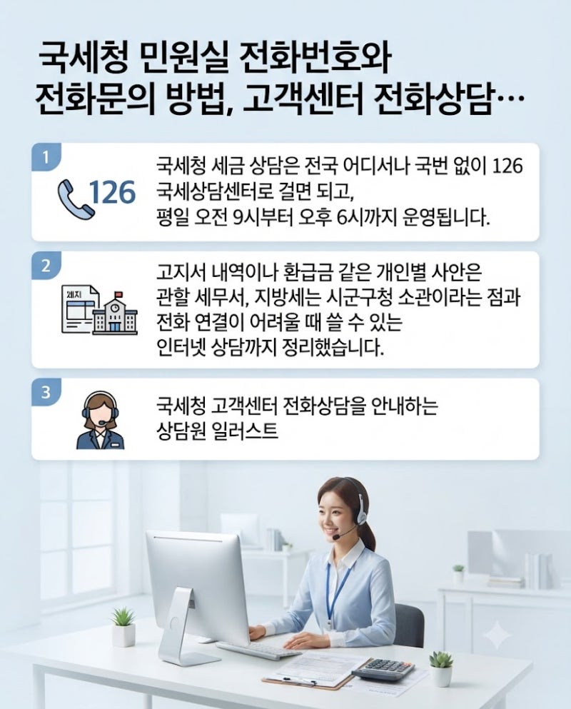 국세청 민원실 전화번호와 전화문의 방법, 고객센터 전화상담 전 알아둘 3가지