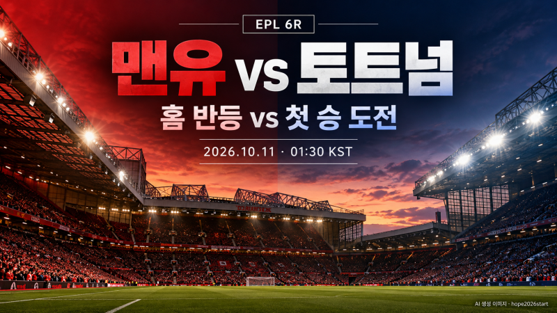 맨유 vs 토트넘 경기 분석｜부상 정보·상대전적·승무패 예측
