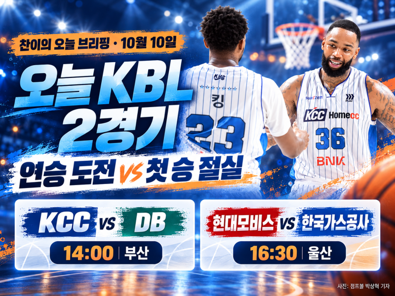 10월 10일 KBL 2경기 프리뷰! KCC·DB 사령탑 맞대결, 현대모비스·가스공사 첫 승은 누구?