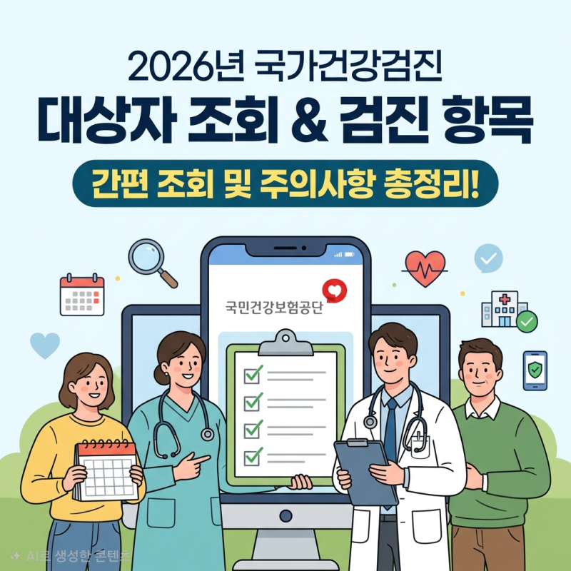 2026 건강검진 대상자 조회 방법 및 주기 (짝수년도 출생자 검진 항목)