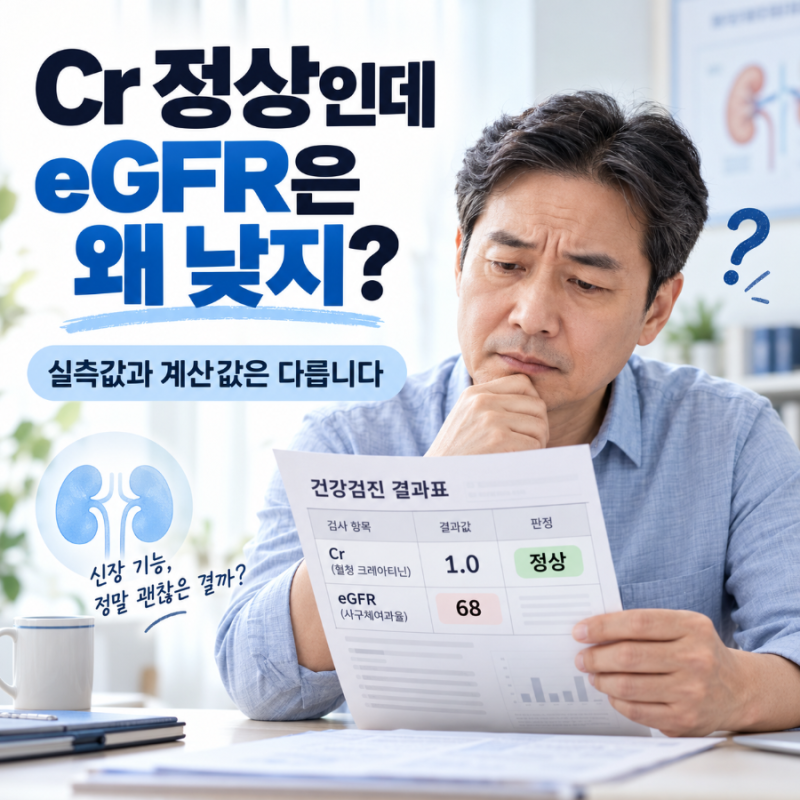 크레아티닌은 정상인데 eGFR이 낮은 이유, 숫자가 서로 달라 보이는 이유