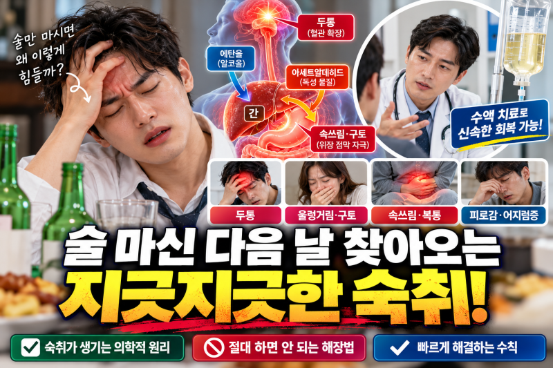 회식 다음 날 머리가 깨질 듯 아프다면? 숙취의 의학적 발생 원리 & 속풀이 해결법 및 숙취해....