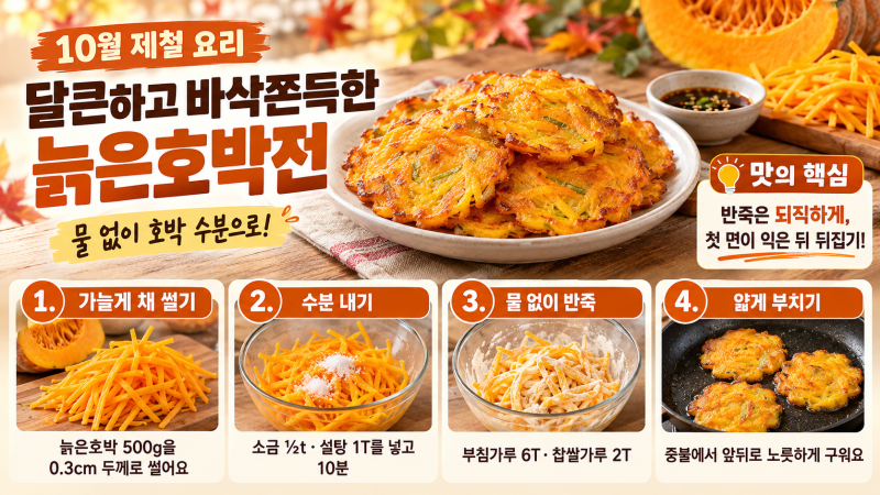 [10월 제철 요리] 달큰하고 바삭쫀득한 늙은호박전 만들기