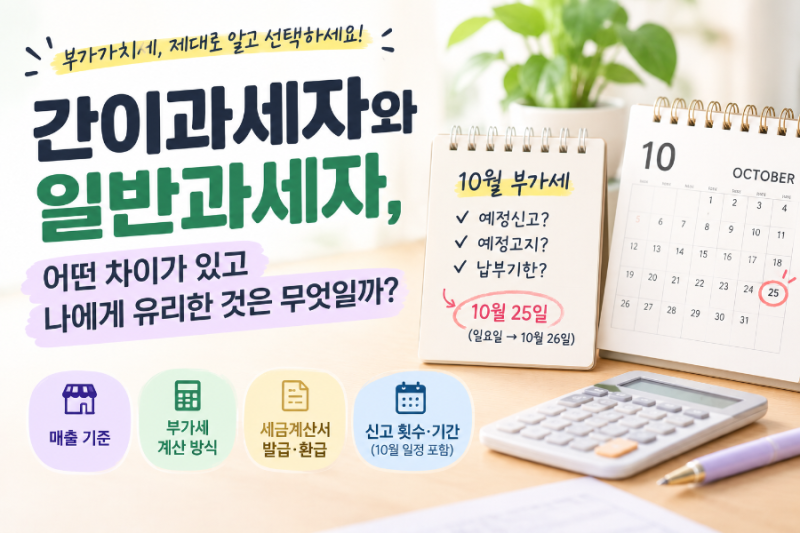 간이과세자 무조건 유리할까? 일반과세자 비교 & 10월 부가세 예정고지 총정리