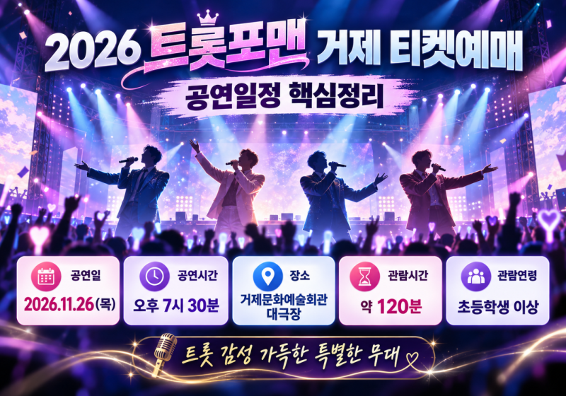 2026 트롯포맨 거제 티켓예매｜공연일정·출연진·취소표 꿀팁 총정리