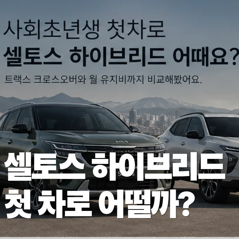 사회초년생 첫차로 셀토스 하이브리드 어때요? 월 유지비 계산하고 트랙스 크로스오버랑 비....