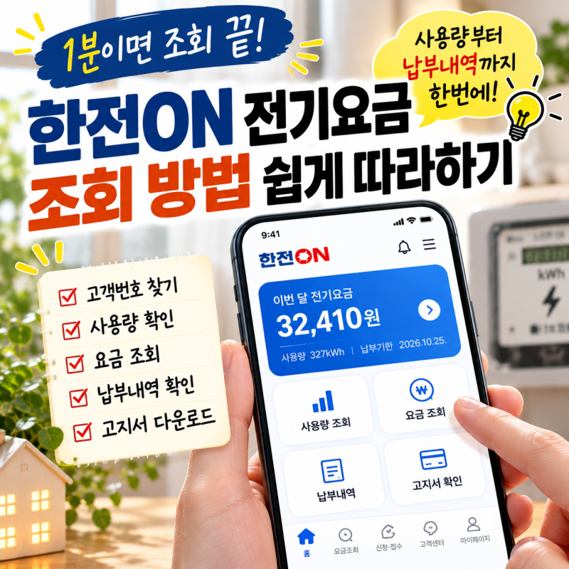 한전ON 전기요금 조회방법, 고객번호 찾기부터 사용량·납부내역 확인까지