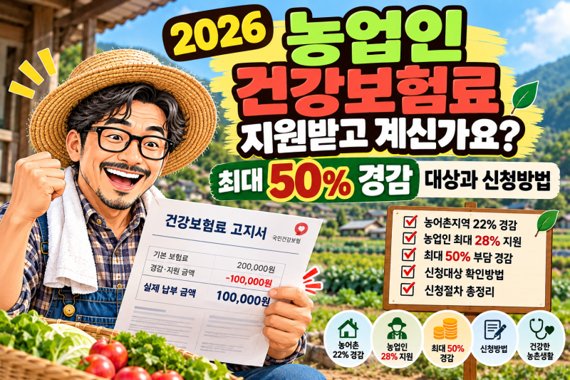 2026 농업인 건강보험료 지원받고 계신가요? 최대 50% 경감 대상과 신청방법