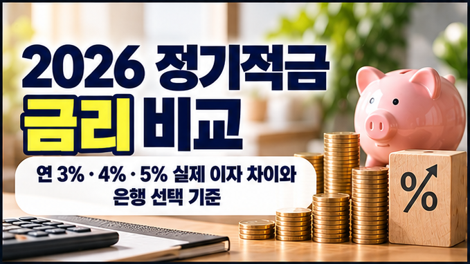 2026 정기적금 금리비교｜연 3%·4%·5% 실제 이자 차이와 은행 선택 기준