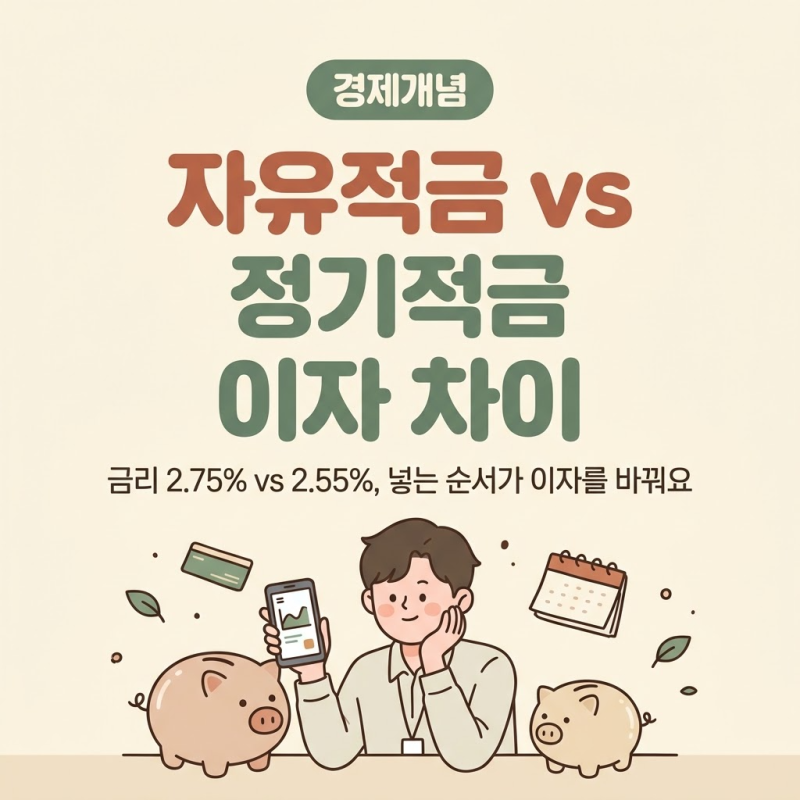 자유적금 정기적금 차이, 이자 계산법과 유리한 납입 방법 정리