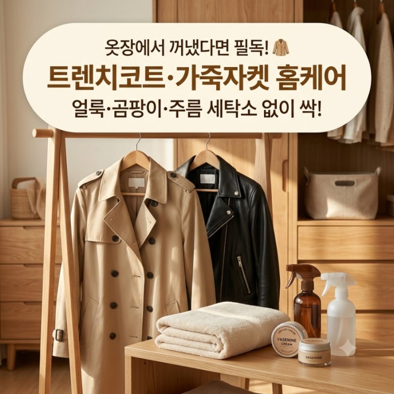 가을 트렌치코트 주름 펴기 & 가죽자켓 곰팡이 얼룩 제거! 세탁소 안 가고 집에서 관리하는 ....